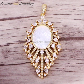 

5PCS ZYZ328-2586 white shell metal pendant virgin Mary pendant with cz around pave 2019 new arrival
