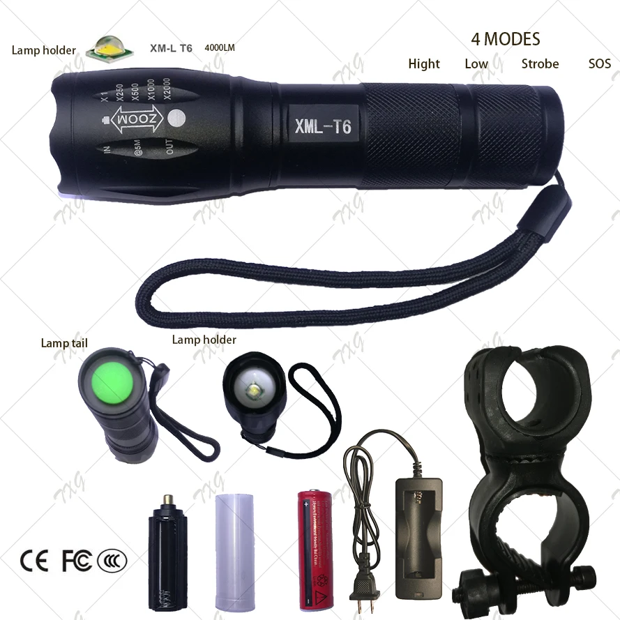 Bicycle Light 4000 Lumens 4 Modes T6 LED cycling Front Light Bike light Lamp Torch Waterproof ZOOM Flashlight
Bicycle Light 4000 Lumens 4 Modes T6 LED cycling Front Light Bike light Lamp Torch Waterproof ZOOM Flashlight