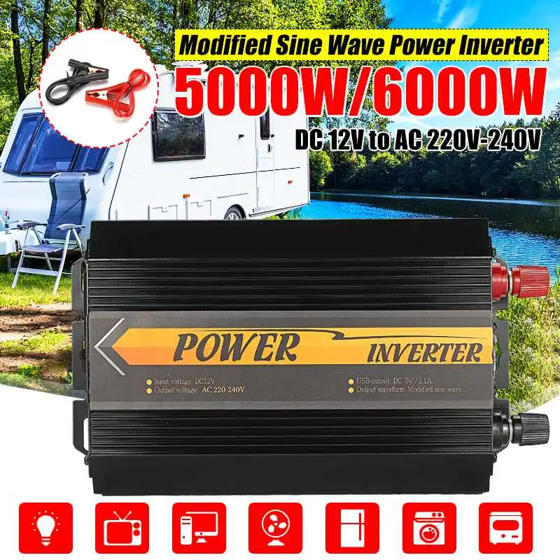 Autoleader Dual USB 5000W/6000W Peaks Car Power Inverter Converter Adapter DC 12V to AC 220V Modified Sine Wave Power Charger
Autoleader Dual USB 5000W/6000W Peaks Car Power Inverter Converter Adapter DC 12V to AC 220V Modified Sine Wave Power Charger
