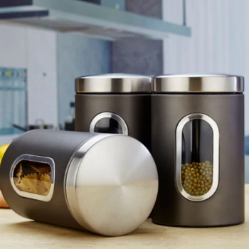 3Pcs Stainless Steel Kitchen Food Storage Container Storage Jar Sealed Can Storage Tank Storage Box Seasoning Jar (Black Set)
3Pcs Stainless Steel Kitchen Food Storage Container Storage Jar Sealed Can Storage Tank Storage Box Seasoning Jar (Black Set)