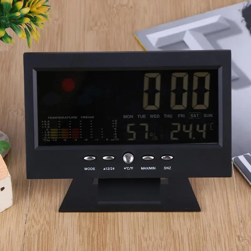 Weather Station Alarm Clock Voice Control Backlight Temperature Tester Color LCD Calendar Digital Thermometer Hygrometer gauge
Weather Station Alarm Clock Voice Control Backlight Temperature Tester Color LCD Calendar Digital Thermometer Hygrometer gauge