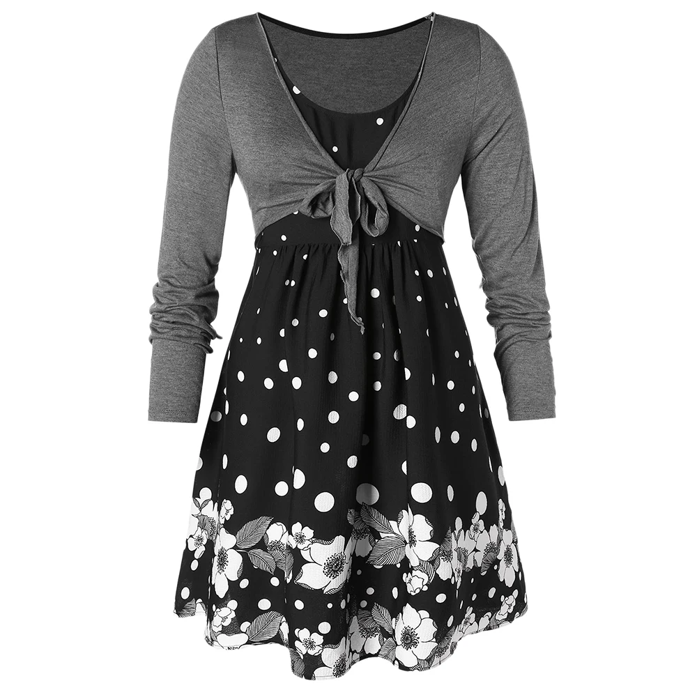 Rosegal Plus Size Women Tops Plus Size Polka Dot False Two Piece T-shirt femme Floral Print Long Shirts Women Clothes
Rosegal Plus Size Women Tops Plus Size Polka Dot False Two Piece T-shirt femme Floral Print Long Shirts Women Clothes