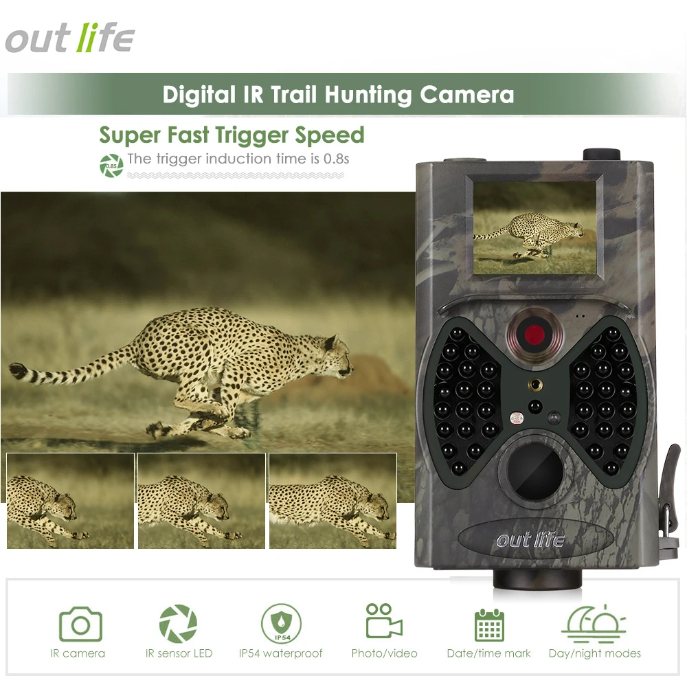 Outlife HC-300A Night Vision Hunting Camera HD 1080P 12 MP Trail Camera Video Scouting Infrared IR LEDs Photo Traps Wild Camera
Outlife HC-300A Night Vision Hunting Camera HD 1080P 12 MP Trail Camera Video Scouting Infrared IR LEDs Photo Traps Wild Camera