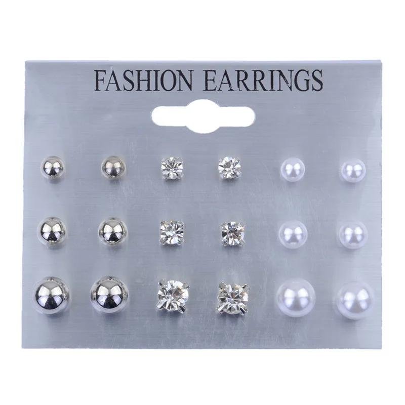 European And American Jewelry Pearl Crystal Earrings Stud/Post Earrings 9pc the Plate Combination Set drop earrings
European And American Jewelry Pearl Crystal Earrings Stud/Post Earrings 9pc the Plate Combination Set drop earrings