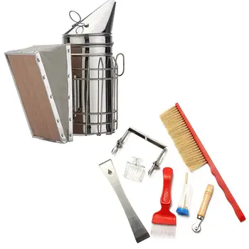 Beekeeping Tools Kit Bee Hive Smoker Bee Brush Queen cage Uncapping Fork Beekeeping Accessory
Beekeeping Tools Kit Bee Hive Smoker Bee Brush Queen cage Uncapping Fork Beekeeping Accessory