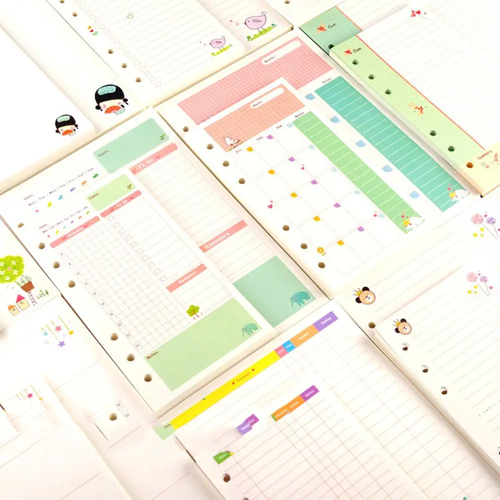 A6 Loose-leaf Cute Handbook Refills 6 Holes Color Core Planner Notebook Filler Paper Inside Page Weekly Plan Notebook Filler
A6 Loose-leaf Cute Handbook Refills 6 Holes Color Core Planner Notebook Filler Paper Inside Page Weekly Plan Notebook Filler