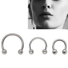 SHUANGR 1 pièces nez Septum anneau lèvre mamelon sourcil Lobe anneaux cerceau fer à cheval oreille piercing pour femmes hommes acier corps bijoux(China)