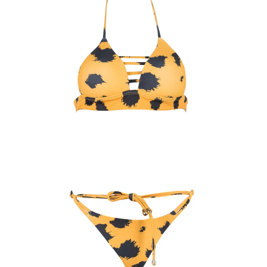 

Women's Sexy Summer Triangle Halter Dot Print bathing Beachwear Bikinis Sets Biquini Swimsuits Tankini swimwear New styles 2019