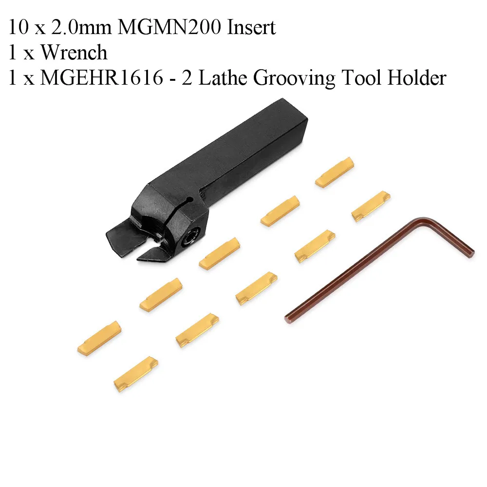 MGEHR1616 -2 External Grooving Lathe Tool Holder With 10pcs MGMN200 Inserts Stainless Steel Grooving Parting Cutting Tool Holder
MGEHR1616 -2 External Grooving Lathe Tool Holder With 10pcs MGMN200 Inserts Stainless Steel Grooving Parting Cutting Tool Holder