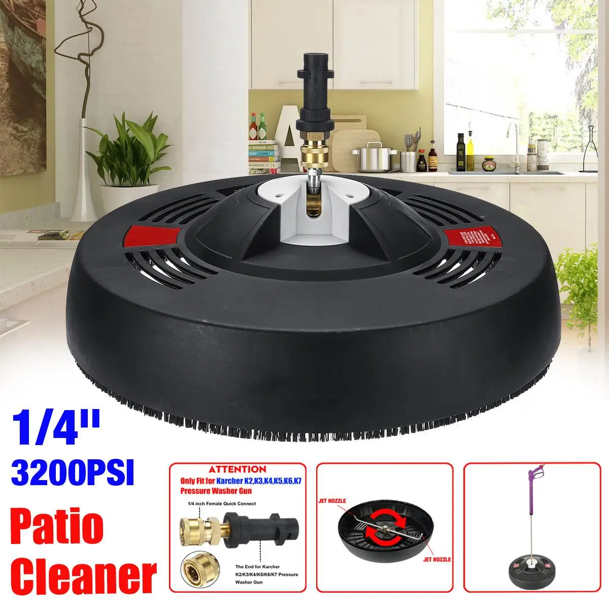 Pressure Washer Round Attachment Flat Release Rotary Surface Patio Cleaner +1/4'' Quick-Connect Adapters For K K Series
Pressure Washer Round Attachment Flat Release Rotary Surface Patio Cleaner +1/4'' Quick-Connect Adapters For K K Series