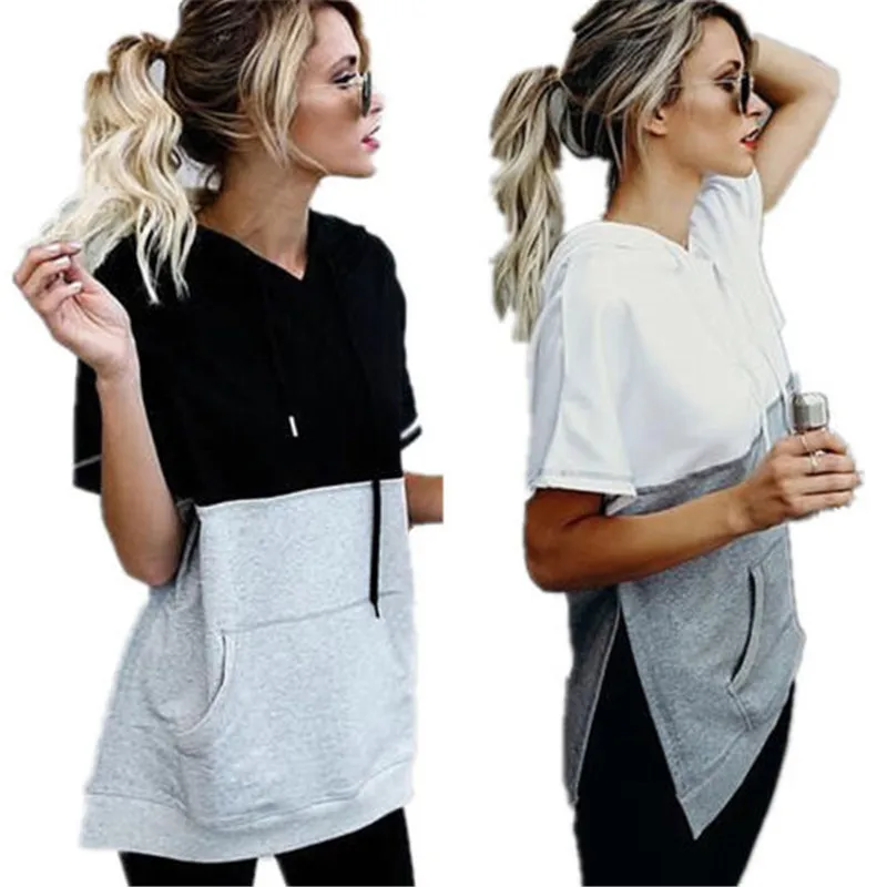 Fashion Summer Women Casual Short Sleeve Hooded Pullover Solid Splicing Loose Hooded sweatshirt
Fashion Summer Women Casual Short Sleeve Hooded Pullover Solid Splicing Loose Hooded sweatshirt