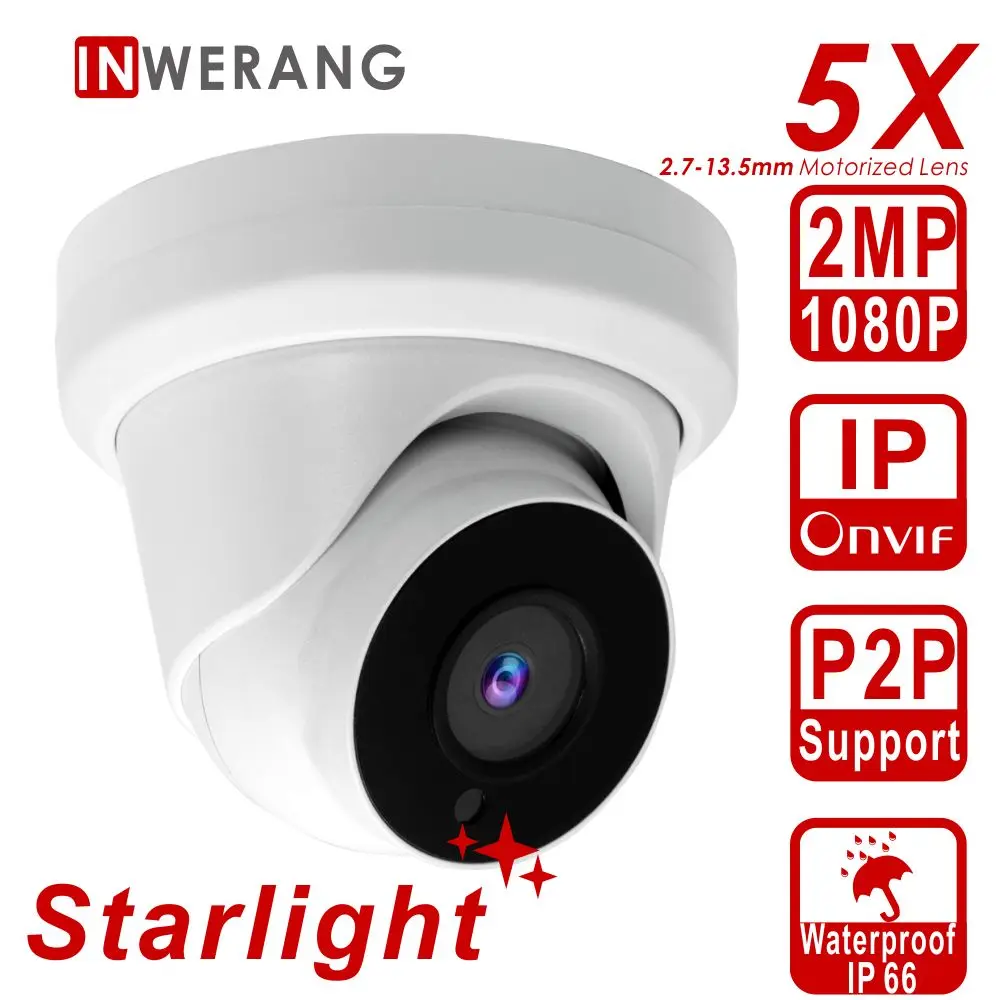 Inwerang Starlight Sensing 2MP Security Dome IP Camera, 2.7-13.5mm MF Lens Outdoor Waterproof IP66, H.265 1080P HD CCTV Camera
Inwerang Starlight Sensing 2MP Security Dome IP Camera, 2.7-13.5mm MF Lens Outdoor Waterproof IP66, H.265 1080P HD CCTV Camera