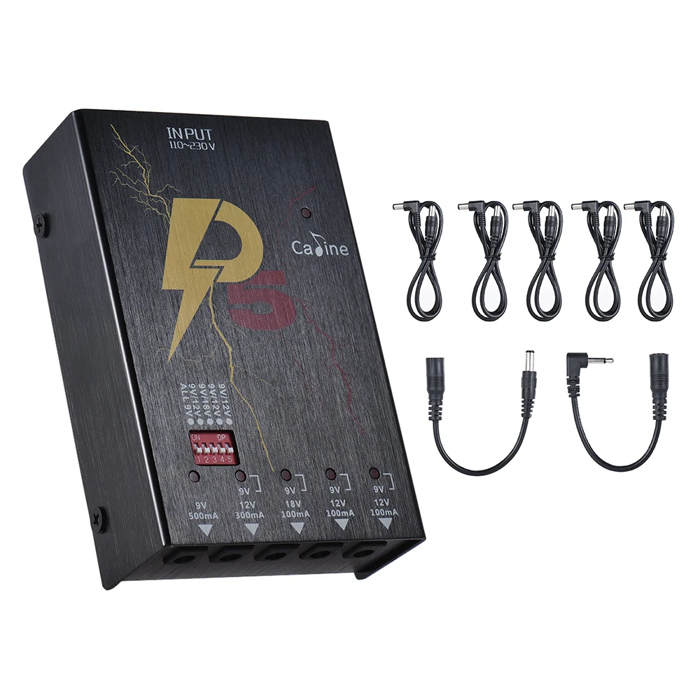 Caline P5 Guitar Effect Power Supply Station 5 Isolated DC 9V 12V 18V Outputs with Short Circuit Protection for Guitar Pedal
Caline P5 Guitar Effect Power Supply Station 5 Isolated DC 9V 12V 18V Outputs with Short Circuit Protection for Guitar Pedal