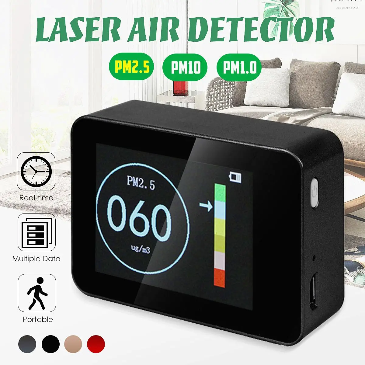 Newest Portable Digital Display PM2.5 Detector Laser Sensor Matte Black Air Quality Monitor Tester Rechargeable Diagnostic Tools
Newest Portable Digital Display PM2.5 Detector Laser Sensor Matte Black Air Quality Monitor Tester Rechargeable Diagnostic Tools