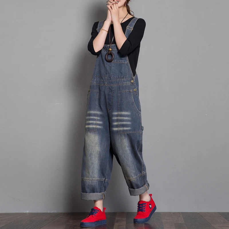 Suspender Wide Leg Denim Trousers Women Washed Baggy Bib jean Jumpsuits Plus size Sleeveless Cowboy Rompers Drop Crotch Overalls
Suspender Wide Leg Denim Trousers Women Washed Baggy Bib jean Jumpsuits Plus size Sleeveless Cowboy Rompers Drop Crotch Overalls