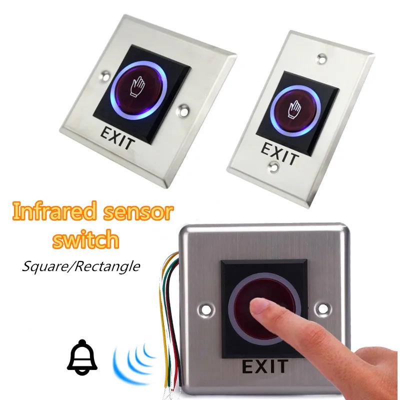 12V Infrared Door Sensor Switch Contactless Release Exit Button LED Light Home