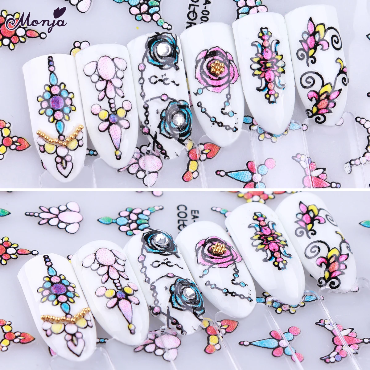 Monja Nail Art Rose Flower Necklace Pattern Self-adhesive Stickers 3D Embossed Nail Tips DIY Manicure Decals Decorations
Monja Nail Art Rose Flower Necklace Pattern Self-adhesive Stickers 3D Embossed Nail Tips DIY Manicure Decals Decorations