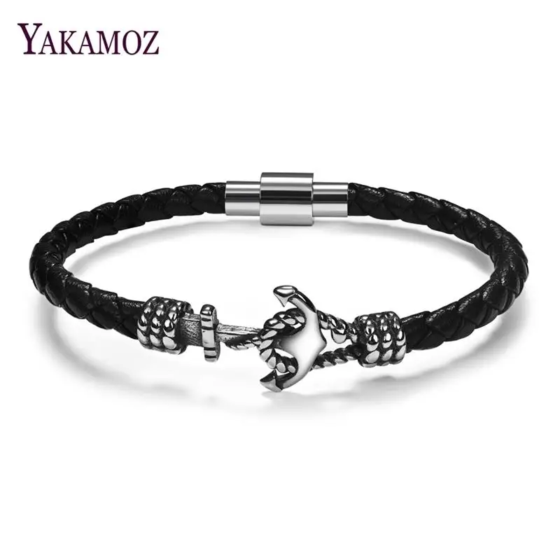 YAKAMOZ Vintage Men's Genuine Leather Stainless Steel Anchor Bracelet for Male Black Pirate Bangles High Quality Jewelry Gift
YAKAMOZ Vintage Men's Genuine Leather Stainless Steel Anchor Bracelet for Male Black Pirate Bangles High Quality Jewelry Gift