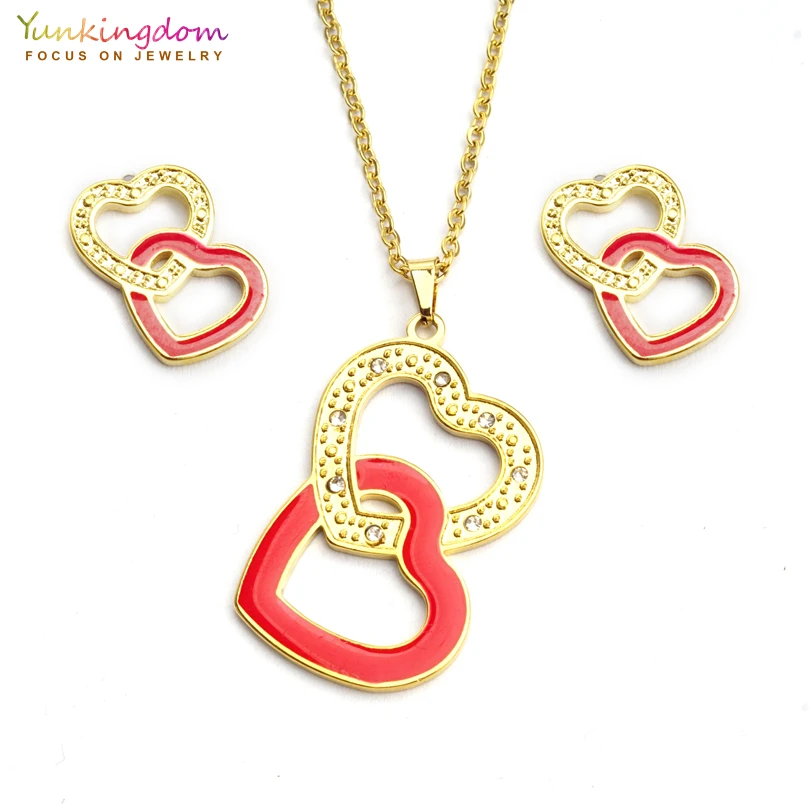 Yunkingdom red romantic heart rhinestone jewelry sets for women fashion stainless steel pendant necklace earring set UE0155
Yunkingdom red romantic heart rhinestone jewelry sets for women fashion stainless steel pendant necklace earring set UE0155