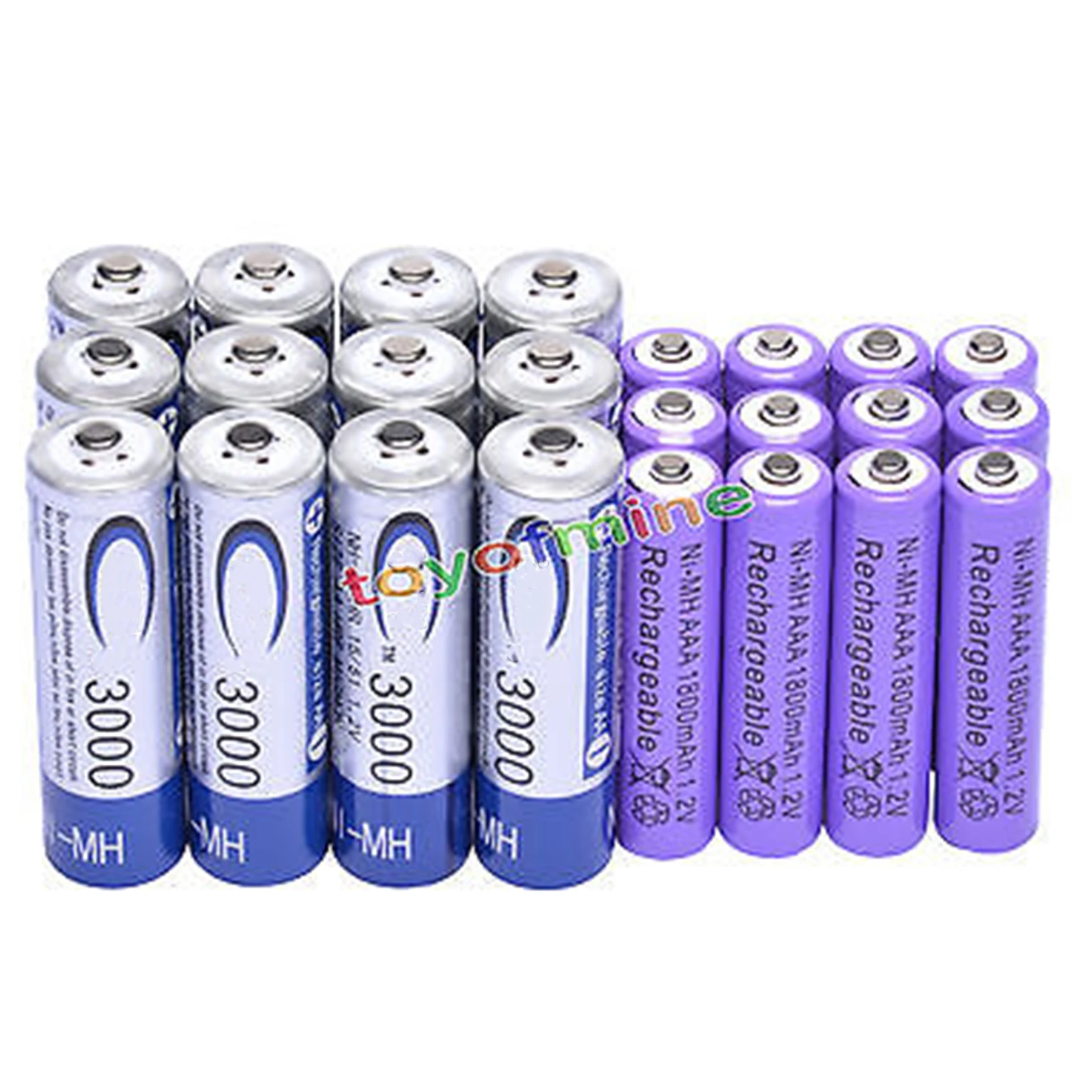 12pcs AA 3000mAh + 12pcs AAA 1800mAh NiMH 1.2V Rechargeable Battery purple RC MP3 Clock USA Stock
12pcs AA 3000mAh + 12pcs AAA 1800mAh NiMH 1.2V Rechargeable Battery purple RC MP3 Clock USA Stock