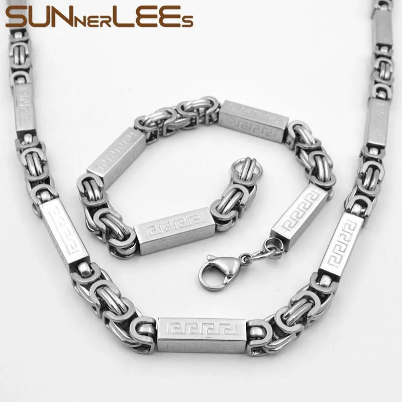 SUNNERLEES Fashion Jewelry 316L Stainless Steel Necklace Bracelet Set 7mm Geometric Link Chain Silver Gold Men Women SC55 S
SUNNERLEES Fashion Jewelry 316L Stainless Steel Necklace Bracelet Set 7mm Geometric Link Chain Silver Gold Men Women SC55 S