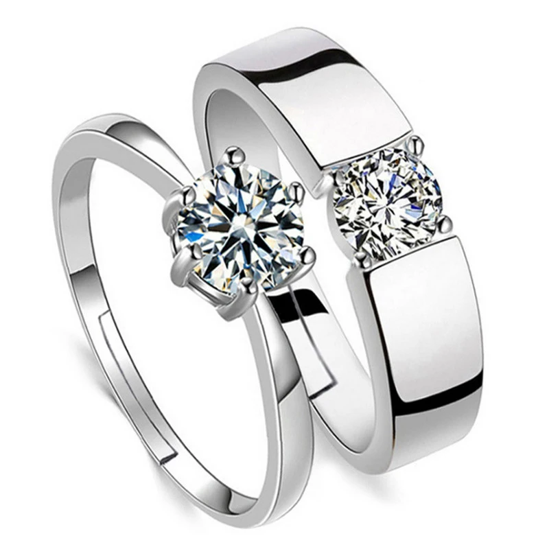 Регулируемое женское кольцо серебряное обручальное для пар набор обручальных