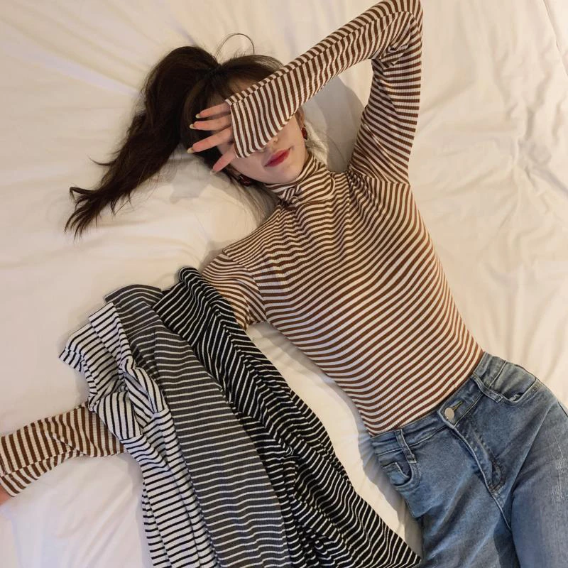 2019 Korean Ulzzang Ladies Striped T-shirt Women Casual Long Sleeve Turtleneck T Shirt Female Oversized Tshirt Tops Tee
2019 Korean Ulzzang Ladies Striped T-shirt Women Casual Long Sleeve Turtleneck T Shirt Female Oversized Tshirt Tops Tee
