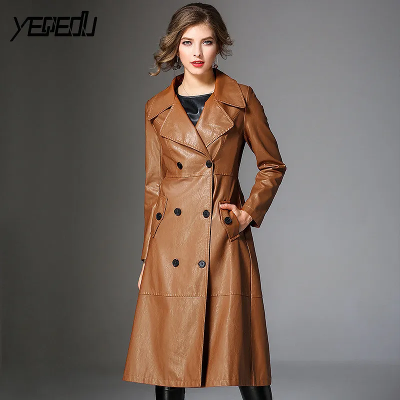 #3320 High Quality British Style Runway Elegant PU Faux Leather Trench Coat For Woman Faux Leather Windbreaker Femme Outerwear
#3320 High Quality British Style Runway Elegant PU Faux Leather Trench Coat For Woman Faux Leather Windbreaker Femme Outerwear