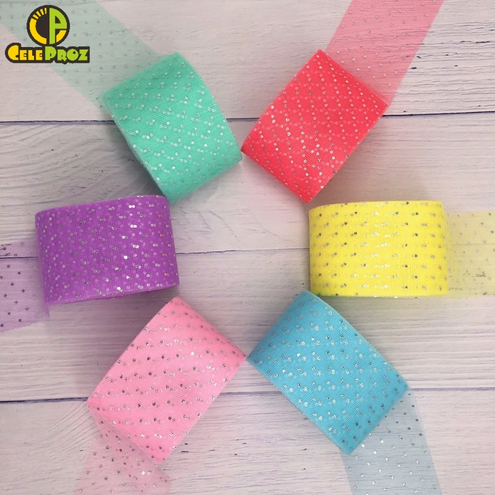 6CM 23M Glitter Spot Tulle Ribbon Roll Golden Silver Dots Tulle Mesh Fabric Strips DIY Hair Ornament Poms Journal Party Supplies
6CM 23M Glitter Spot Tulle Ribbon Roll Golden Silver Dots Tulle Mesh Fabric Strips DIY Hair Ornament Poms Journal Party Supplies