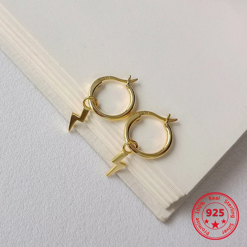 Korea Hot Style Pure 925 Sterling Silver Earrings for Women Delicate Fashion Gold Lightning Dangle Earrings Jewelry
Korea Hot Style Pure 925 Sterling Silver Earrings for Women Delicate Fashion Gold Lightning Dangle Earrings Jewelry