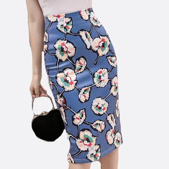 Office Lady Blue Flowers Long Pencil Skirt Spring Summer Women High Waist Floral Print Saia Package Hip Midi Skirts
Office Lady Blue Flowers Long Pencil Skirt Spring Summer Women High Waist Floral Print Saia Package Hip Midi Skirts
