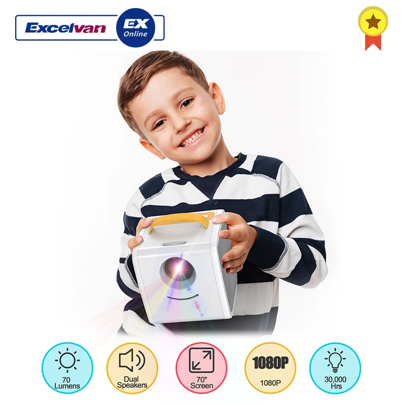 Excelvan Q2 MINI Projector 700 Lumens Children Education Children's gift Parent-child Portable Projector Mini LED TV Home Beamer
Excelvan Q2 MINI Projector 700 Lumens Children Education Children's gift Parent-child Portable Projector Mini LED TV Home Beamer