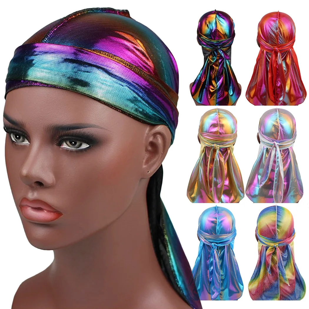 Sparkly Colorful Durags Hat Turban Bandana Unisex Shiny Silky Long Tail Durag Caps Headwear Chemo Cap Biker Headwrap Accessories
Sparkly Colorful Durags Hat Turban Bandana Unisex Shiny Silky Long Tail Durag Caps Headwear Chemo Cap Biker Headwrap Accessories
