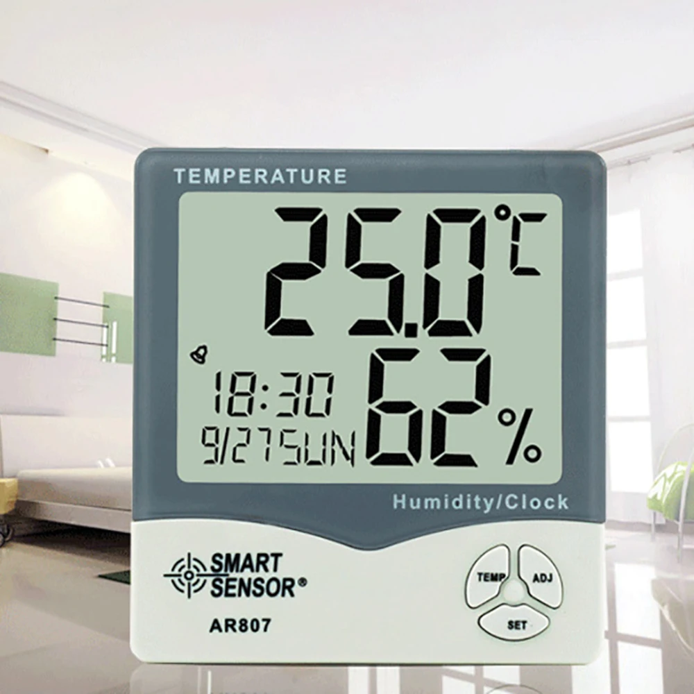 AR807 Digital Hygrometer Thermometer Moisture Meter Humidity Meter Temperature Tester Weather Station with Calendar Clock Alarm
AR807 Digital Hygrometer Thermometer Moisture Meter Humidity Meter Temperature Tester Weather Station with Calendar Clock Alarm