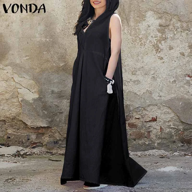VONDA Women Dress 2019 Summer Casual High Waist Solid Hooded Maxi Long Party Dresses Sexy Sleeveless Vestidos Plus Size
VONDA Women Dress 2019 Summer Casual High Waist Solid Hooded Maxi Long Party Dresses Sexy Sleeveless Vestidos Plus Size