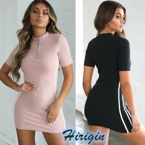 Summer Casual Dresses Womens Casual Short Sleeve High Waist Short Striped Dress Skinny Sport Mini Dress
Summer Casual Dresses Womens Casual Short Sleeve High Waist Short Striped Dress Skinny Sport Mini Dress