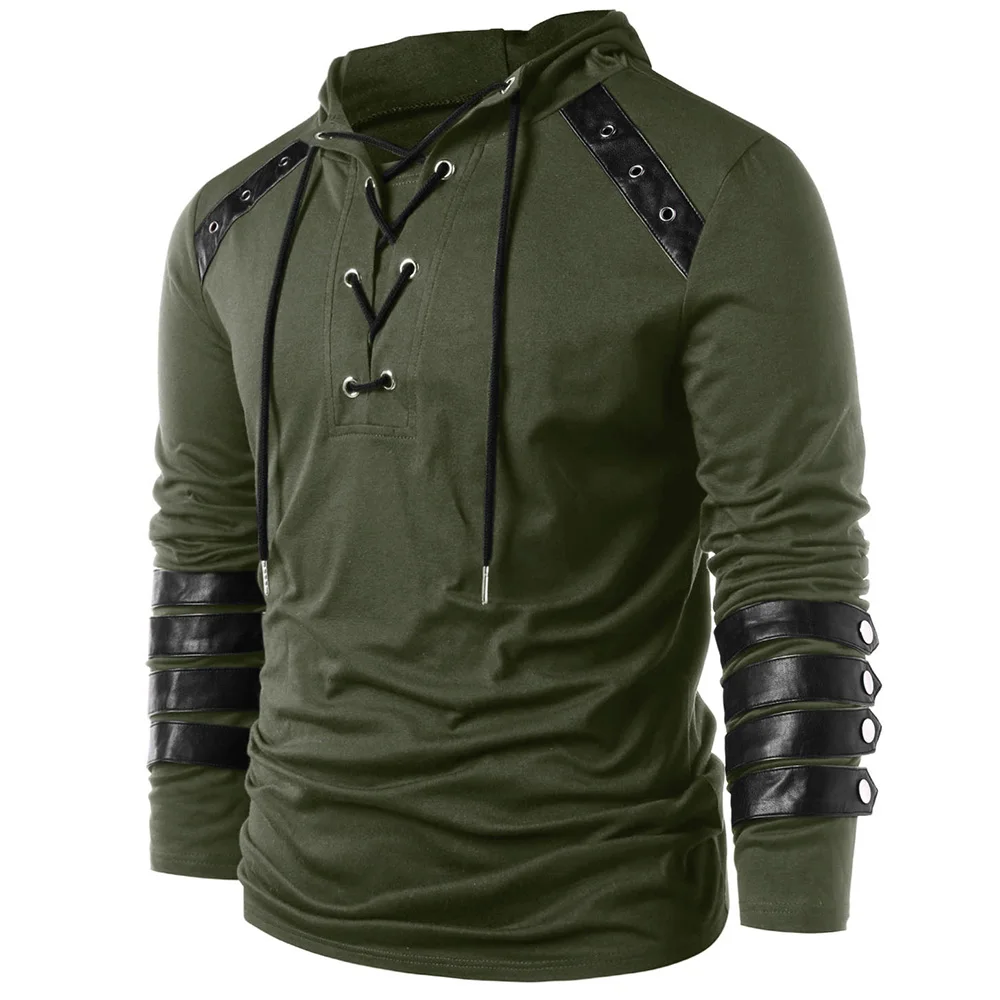 2019 Spring Autumn Men Lace Up Faux Leather Hoodies Solid Army Green Long Sleeves Casual Sweatshirts Male Pullovers Tops
2019 Spring Autumn Men Lace Up Faux Leather Hoodies Solid Army Green Long Sleeves Casual Sweatshirts Male Pullovers Tops