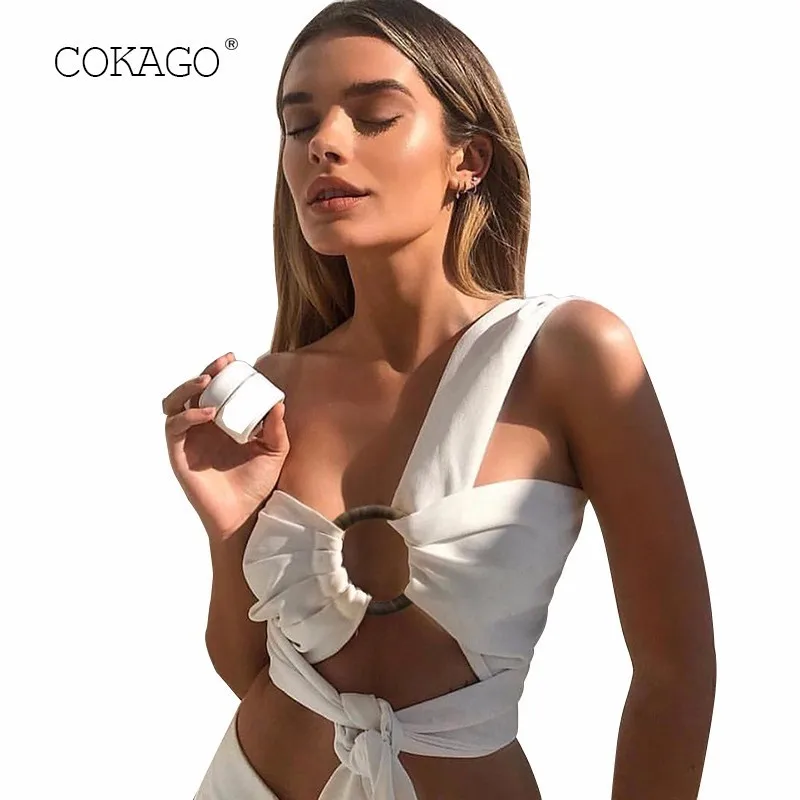 COKAGO One Shoulder White Crop Top Women Spring Summer Bandage Sleeveless Tank Tops Women Sexy Shortened Top Women Clothes 2019
COKAGO One Shoulder White Crop Top Women Spring Summer Bandage Sleeveless Tank Tops Women Sexy Shortened Top Women Clothes 2019