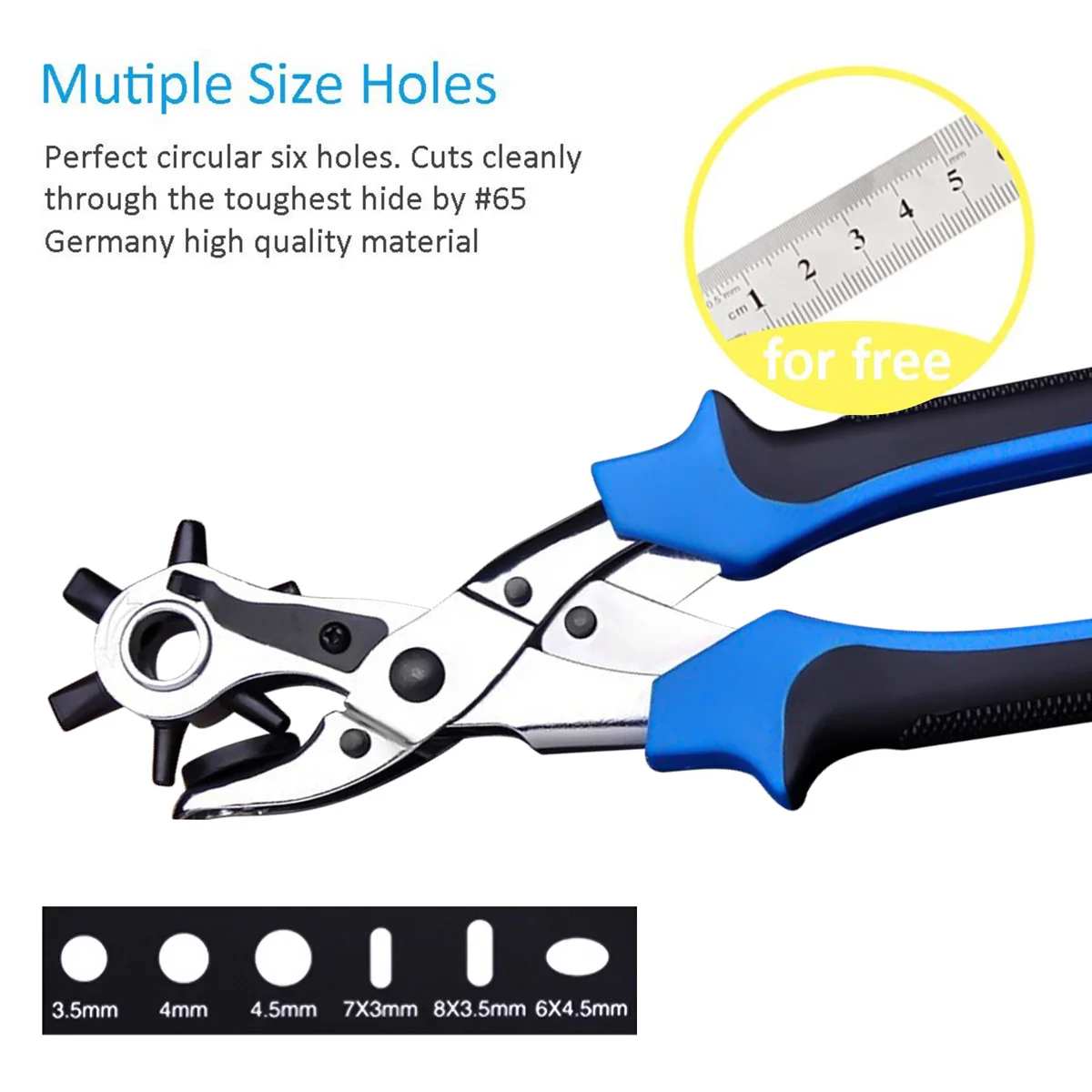 Multifunctional Belt Hole Puncher With 6 Holes Leather Hole Punch For Leather Belts Cards Paper Fabric Rubber Tool Belts Saddles 
Multifunctional Belt Hole Puncher With 6 Holes Leather Hole Punch For Leather Belts Cards Paper Fabric Rubber Tool Belts Saddles