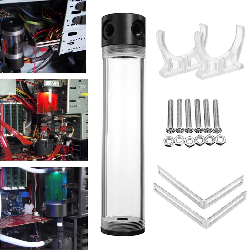 S SKYEE G1/4 T Water Cooling Tank 50x300mm Reservoir Helix Suspension Water Liquid Cooling Tank Computer Water Cooler For CPU
S SKYEE G1/4 T Water Cooling Tank 50x300mm Reservoir Helix Suspension Water Liquid Cooling Tank Computer Water Cooler For CPU