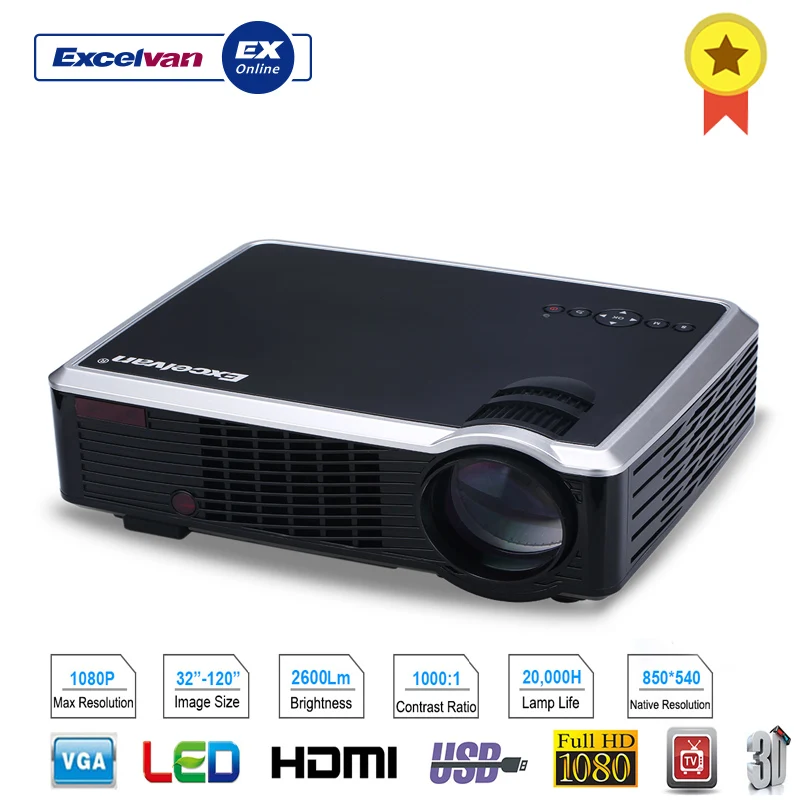 

Excelvan LED HD Projector 2600 Lumens 1080P 33-02 Cinema Theater PC/Laptop AV/VGA/HDMI/USB Input 5'' TFT LCD Display Projector