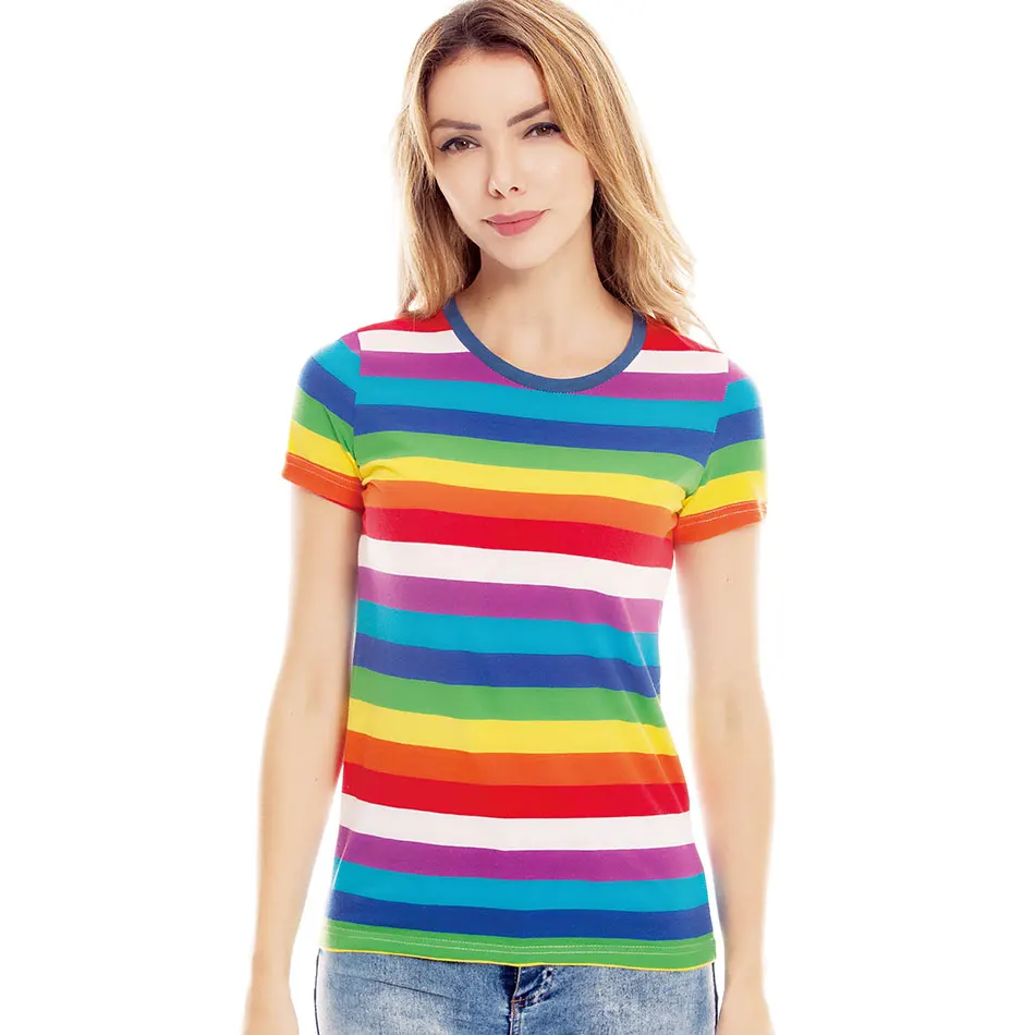 Rainbow T Shirt for Women Colorful Even Stripe Tshirt Crew Neck Top Tees Woman Short Sleeve Rainbow Striped Top
Rainbow T Shirt for Women Colorful Even Stripe Tshirt Crew Neck Top Tees Woman Short Sleeve Rainbow Striped Top