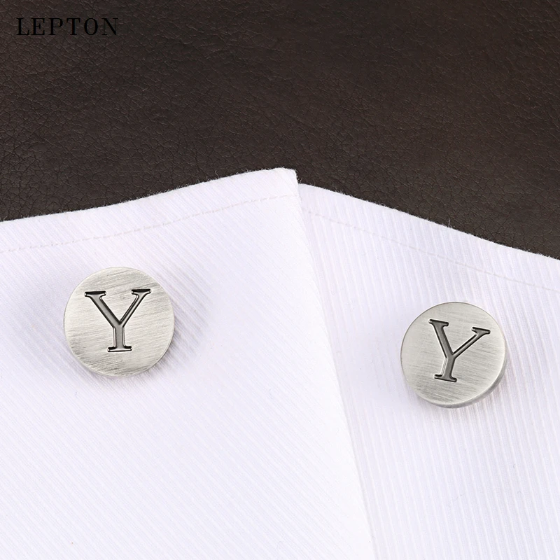 

Lepton Letters of an alphabet Y Cufflinks For Mens Classic Antique Silver plated Letters Y cuff links Men shirt cuffs Cufflink