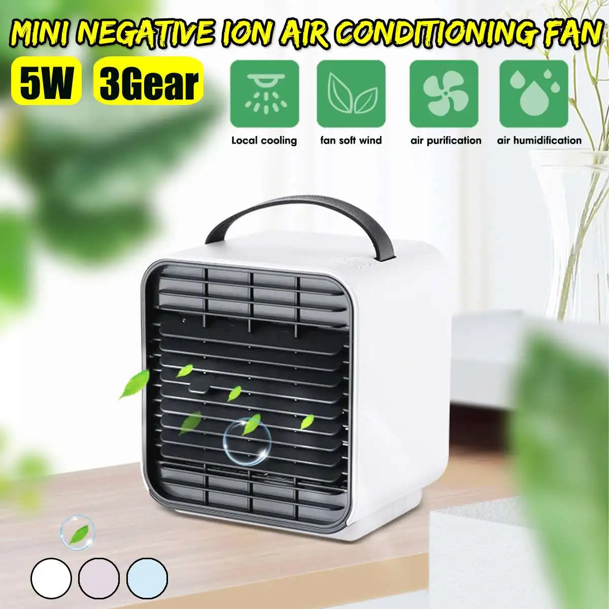Mini Negative Ion air Conditioning Fan Air Cooler Household Cooler Office Water Cooling Fan Blue/Pink/White 5W 3Gear 2000mAh
Mini Negative Ion air Conditioning Fan Air Cooler Household Cooler Office Water Cooling Fan Blue/Pink/White 5W 3Gear 2000mAh