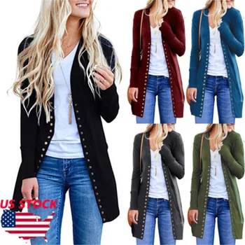 Women Autumn Button Knitted Cardigan Ladies Casual Long Sleeves Outwear Overcoat
Women Autumn Button Knitted Cardigan Ladies Casual Long Sleeves Outwear Overcoat