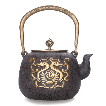 Japanese cast iron kungfu tea pot teapot totem dual copper drawing handmade coated boiled water kettle teaware 1.3L
Japanese cast iron kungfu tea pot teapot totem dual copper drawing handmade coated boiled water kettle teaware 1.3L