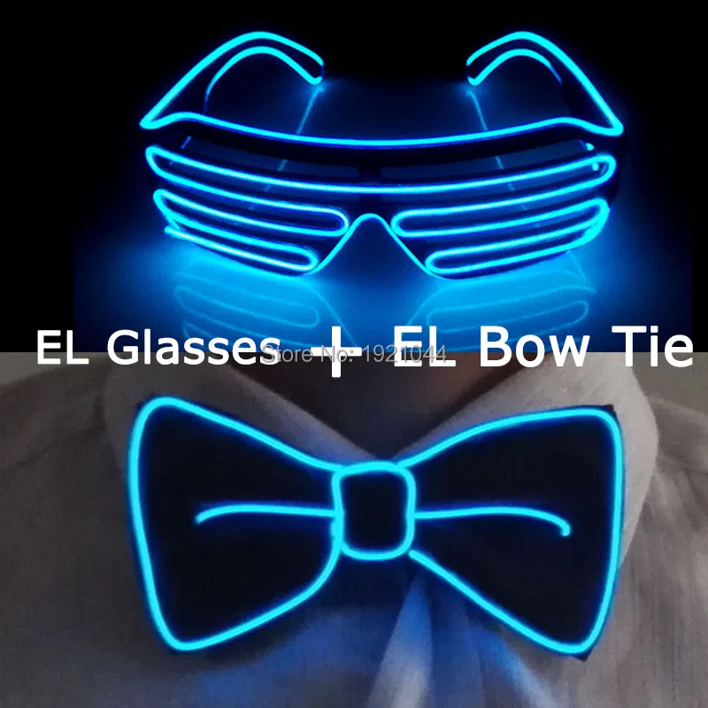 New style EL Wire Product Set EL Shutter Glasses + EL Bow Tie LED Luminous Lighting Glasses Glow Bow Tie Glow Party Supplies
New style EL Wire Product Set EL Shutter Glasses + EL Bow Tie LED Luminous Lighting Glasses Glow Bow Tie Glow Party Supplies