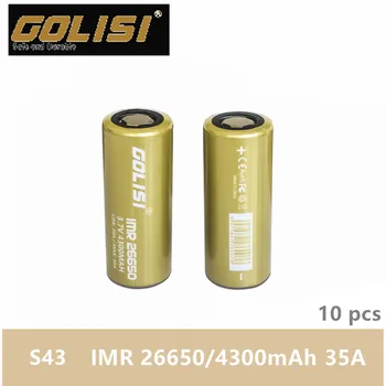 10pcs GOLISI S43 IMR 26650 4300mah 3.7V CDR 30A/MAX 40A high drain E-CIG rechargeable battery for VAPE flashlight headlamp toy
10pcs GOLISI S43 IMR 26650 4300mah 3.7V CDR 30A/MAX 40A high drain E-CIG rechargeable battery for VAPE flashlight headlamp toy