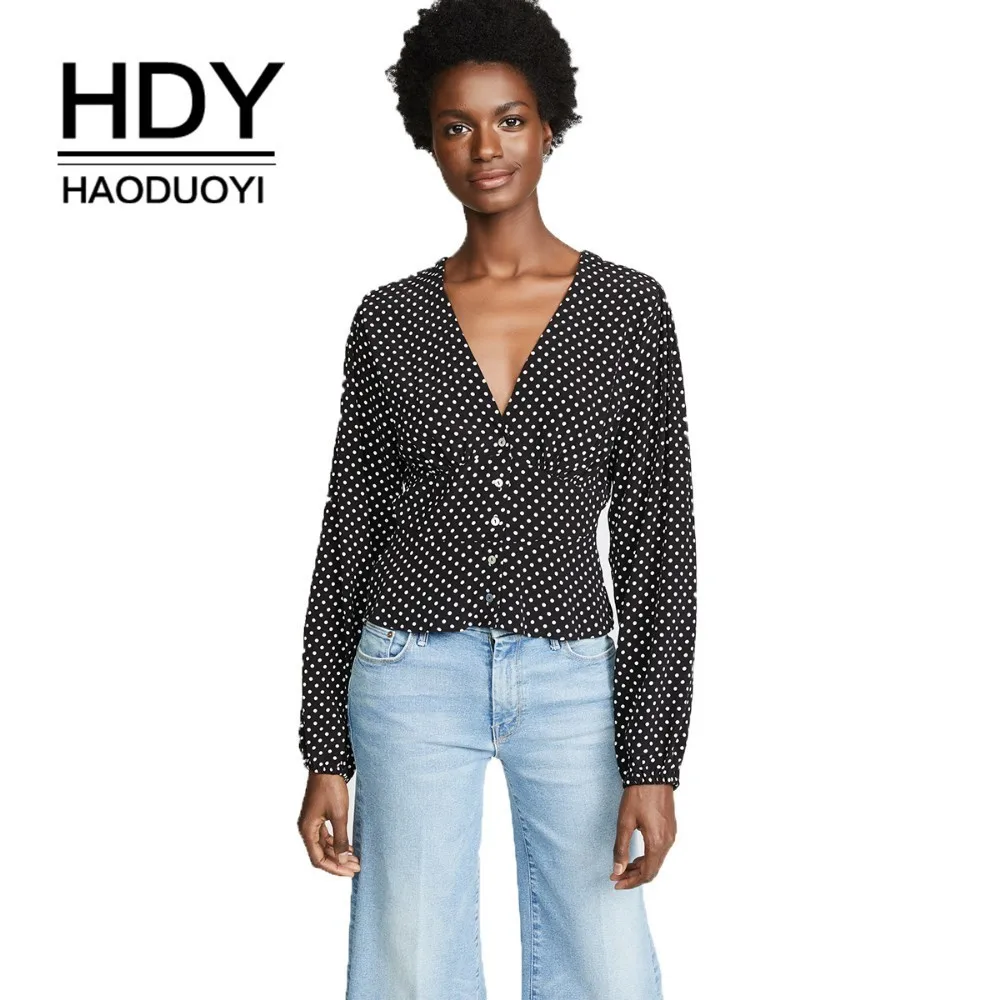 HDY Haoduoyi Vintage wavelet point V-neck chest pleated hem ruffled decorative single-breasted long-sleeved shirt
HDY Haoduoyi Vintage wavelet point V-neck chest pleated hem ruffled decorative single-breasted long-sleeved shirt