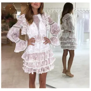 Spring 2019 Hollow Out Women Print Dress Fashion High Waist Ruffles Dress Flae Sleeve Mini Dresses
Spring 2019 Hollow Out Women Print Dress Fashion High Waist Ruffles Dress Flae Sleeve Mini Dresses